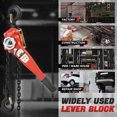 1.5 T Lever Block W/5 ft. Chain Hoist & Hook <br> Dimension ( in. ): 6.6 L X 4.8 W X 25.1 H