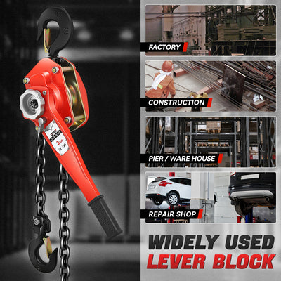 3 T Lever Block W/10 ft. Chain Hoist & Hook <br> Dimension ( in. ): 7.87 L X 4.9 W X 26.5 H