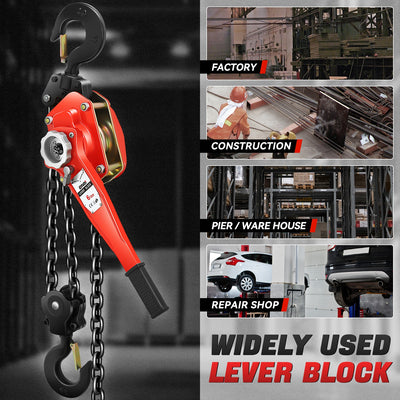 6 T Lever Block W/10 ft. Chain Hoist & Hook <br> Dimension ( in. ): 7.6 L X 5.7 W X 29 H
