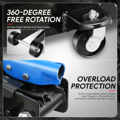 3 Ton Steel Portability Trolley Floor Jack <br> Lifting Height Range: 7.7 in. - 21 in.