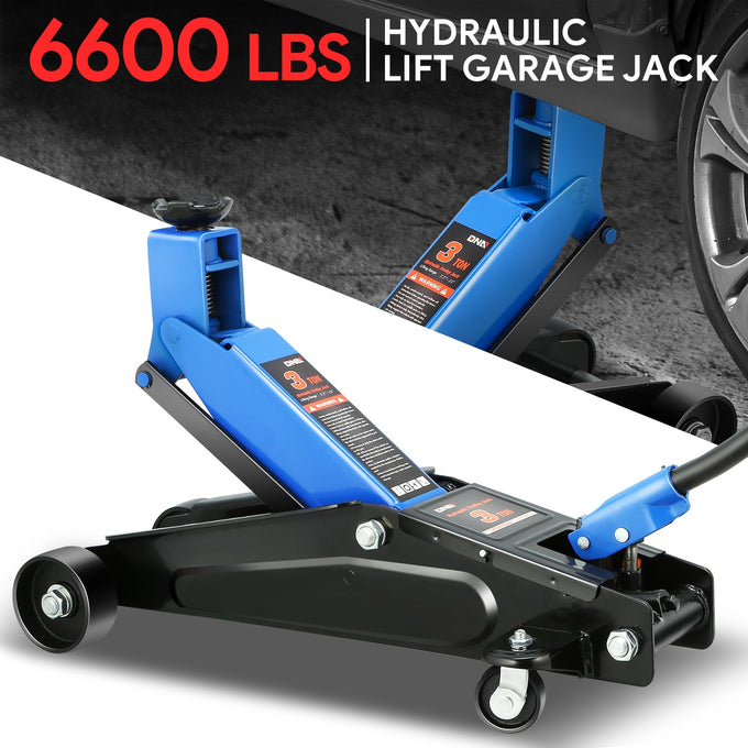 3 Ton Steel Portability Trolley Floor Jack <br> Lifting Height Range: 7.7 in. - 21 in.