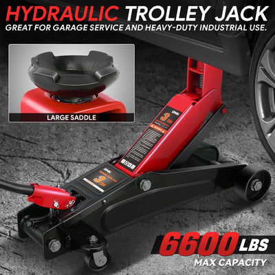 3 Ton Hydraulic Trolley Floor Jack <br> Lifting Height Range: 7.7 in. - 21 in.