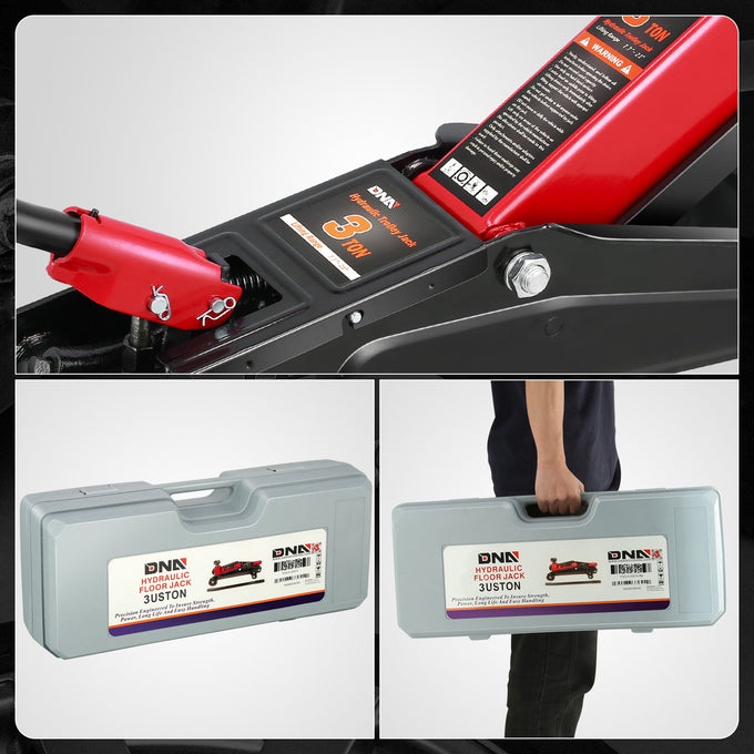 3 Ton Hydraulic Trolley Floor Jack <br> Lifting Height Range: 7.7 in. - 21 in.