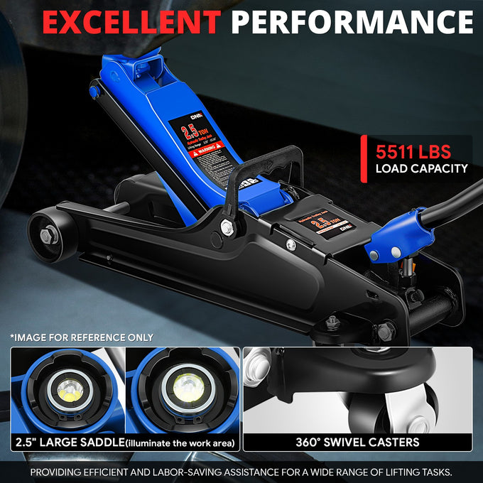 2.5 Ton Floor Jack [ A Variety of color options] <br> Lifting Range 3.35 in.-15.16 in.