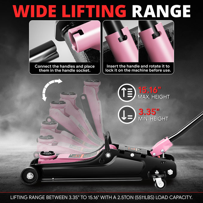 2.5 Ton Floor Jack [ A Variety of color options] <br> Lifting Range 3.35 in.-15.16 in.