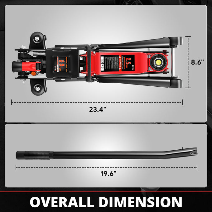 2.5 Ton Floor Jack [ A Variety of color options] <br> Lifting Range 3.35 in.-15.16 in.