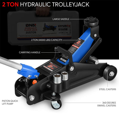 2-Ton Portability Hydraulic Floor Jack <br> Lifting Height of 5.1 and a Max. Height of 13 in.