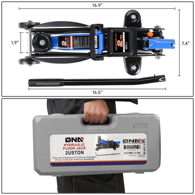 2-Ton Portability Hydraulic Floor Jack <br> Lifting Height of 5.1 and a Max. Height of 13 in.