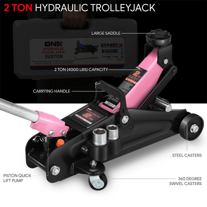 2-Ton Portability Hydraulic Floor Jack <br> Lifting Height of 5.1 and a Max. Height of 13 in.