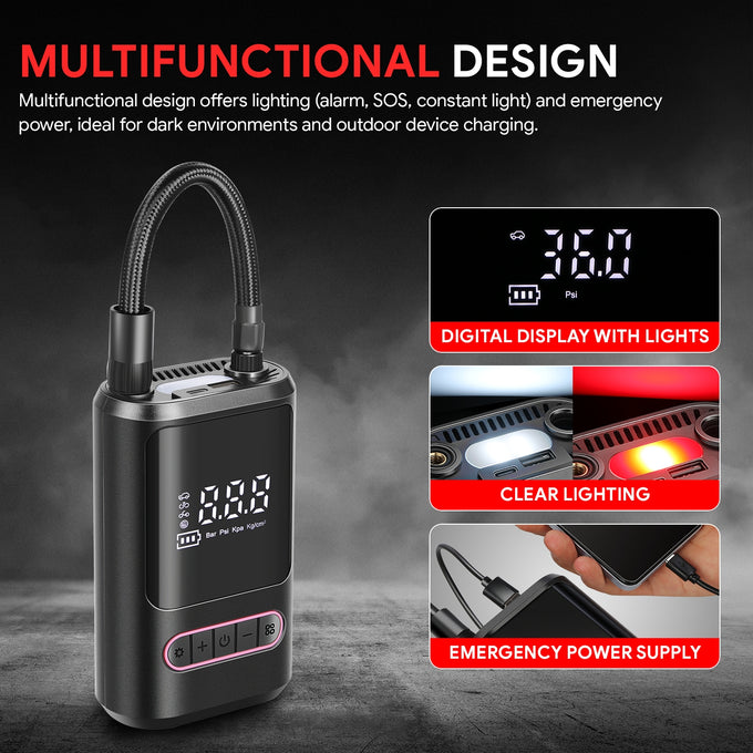 150PSI Wireless Portable Cordless Air Pump<br>4000mAh Long-Life Large-Capacity Battery