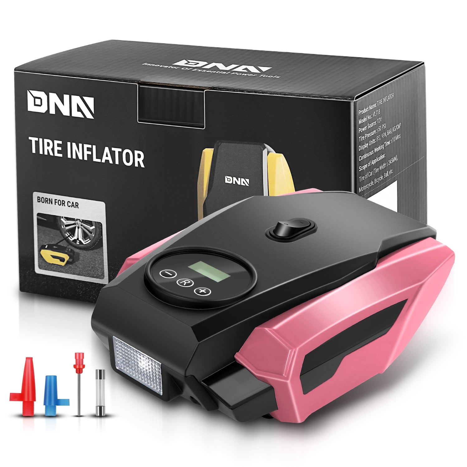 12V Digital Wireless Portable Air Pump<br>For Small Cars Tire Up To 50 PSI & 245 mm