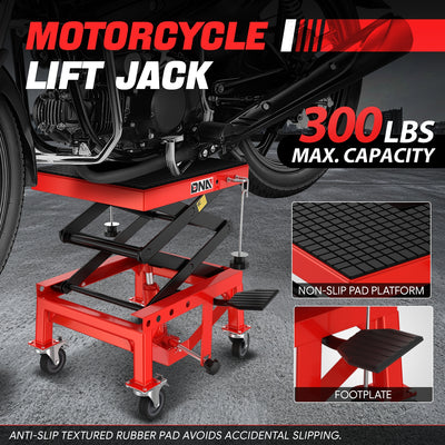 300LBS Hydraulic Motorcycle Scissor Jack Lift <br> Overall Dimension(in.): 16.14 L X 13.38 W