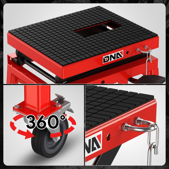 300LBS Hydraulic Motorcycle Scissor Jack Lift <br> Overall Dimension(in.): 16.14 L X 13.38 W