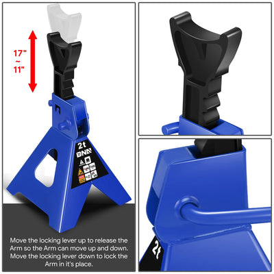 2-Piece 2 Ton Adjustable Jack Stand <br> Adjustable lift range:10.6 in. -15.5 in.