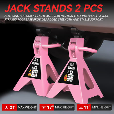 2-Piece 2 Ton Adjustable Jack Stand <br> Adjustable lift range:10.6 in. -15.5 in.