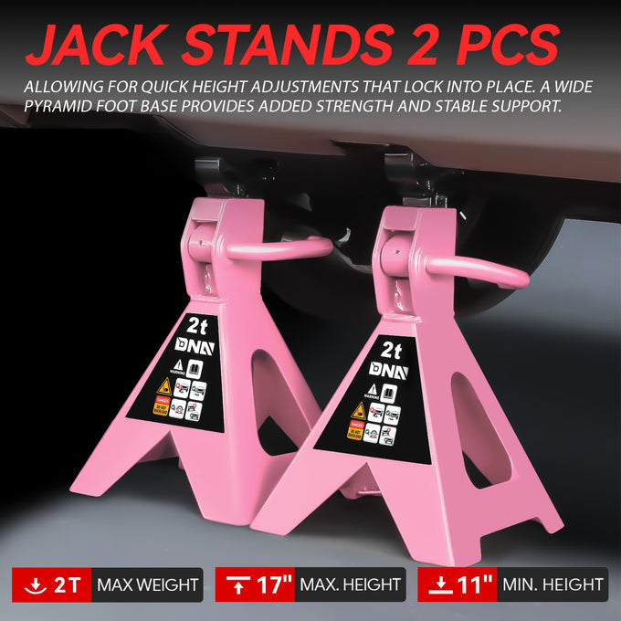 2-Piece 2 Ton Adjustable Jack Stand <br> Adjustable lift range:10.6 in. -15.5 in.