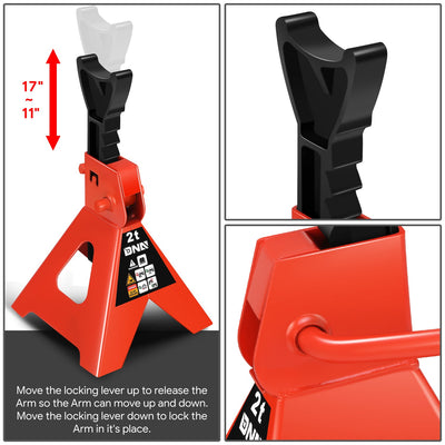 2-Piece 2 Ton Adjustable Jack Stand <br> Adjustable lift range:10.6 in. -15.5 in.