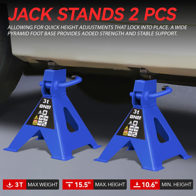 2-Piece 3 Ton Adjustable Jack Stand <br> Adjustable lift range:10.8 in. -15.7 in.