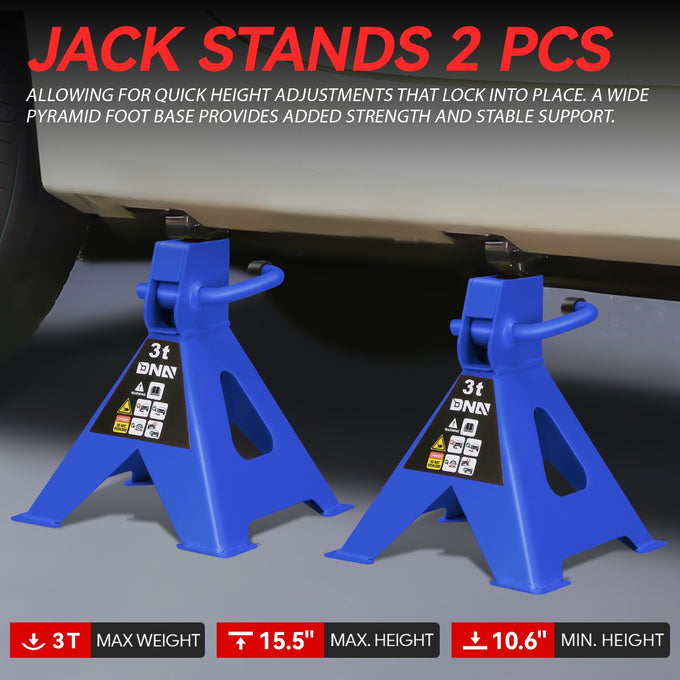 2-Piece 3 Ton Adjustable Jack Stand <br> Adjustable lift range:10.8 in. -15.7 in.