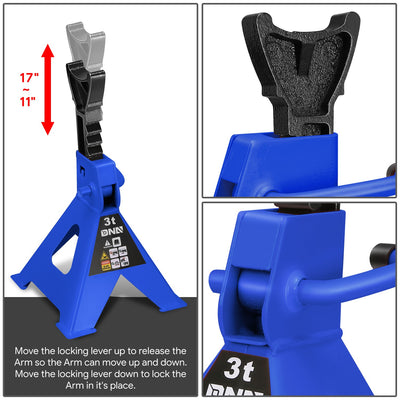 2-Piece 3 Ton Adjustable Jack Stand <br> Adjustable lift range:10.8 in. -15.7 in.