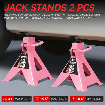 2-Piece 3 Ton Adjustable Jack Stand <br> Adjustable lift range:10.8 in. -15.7 in.