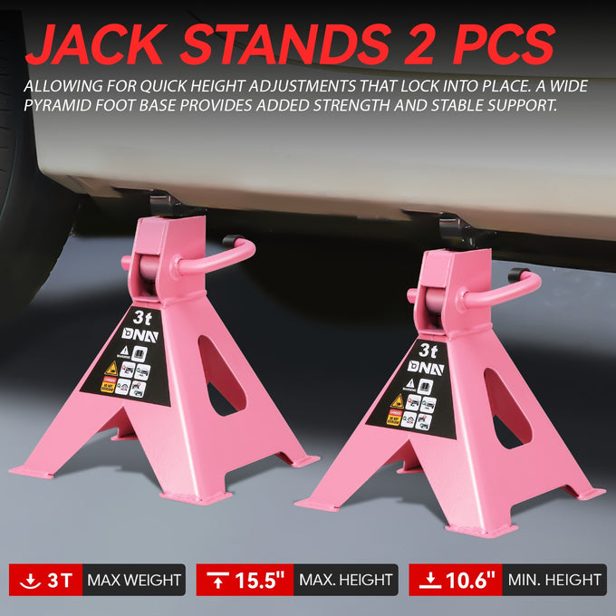 2-Piece 3 Ton Adjustable Jack Stand <br> Adjustable lift range:10.8 in. -15.7 in.