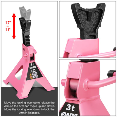 2-Piece 3 Ton Adjustable Jack Stand <br> Adjustable lift range:10.8 in. -15.7 in.