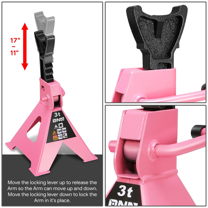 2-Piece 3 Ton Adjustable Jack Stand <br> Adjustable lift range:10.8 in. -15.7 in.