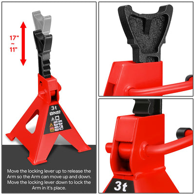 2-Piece 3 Ton Adjustable Jack Stand <br> Adjustable lift range:10.8 in. -15.7 in.