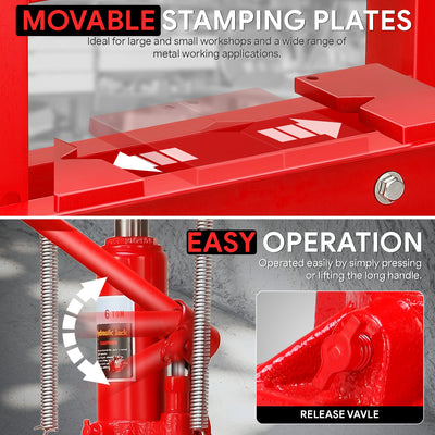 10.2 in. Max H-Frame 6-Ton Hydraulic Shop Press<br>Adjustable Benchtop Work Table
