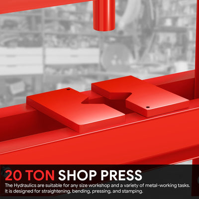 28.7 in. Max H-Frame 20-Ton Hydraulic Shop Press<br>Adjustable Benchtop Work Table