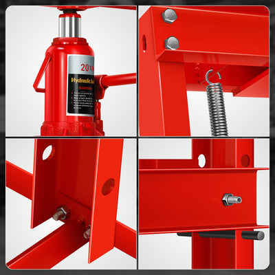 28.7 in. Max H-Frame 20-Ton Hydraulic Shop Press<br>Adjustable Benchtop Work Table