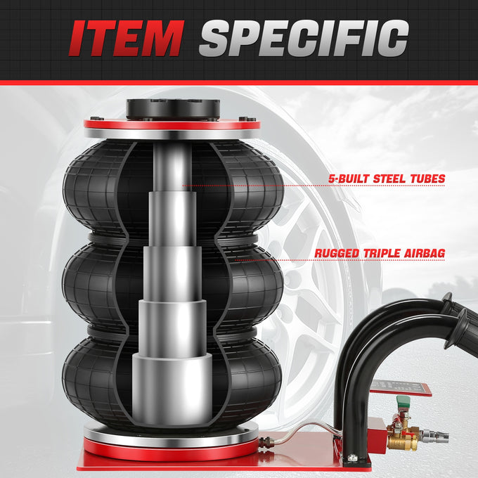 7700lbs 5.9 in. -15.7 in. Short Handle Air Bag Jack<br>w/5 Built Steel Tubes