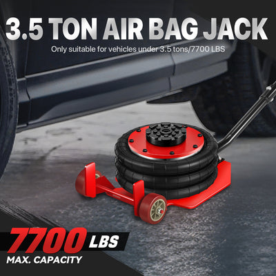 7700lbs 5.9 in. -15.7 in. Long Handle Air Bag Jack<br>w/5 Built Steel Tubes