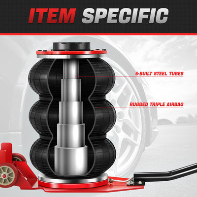 7700lbs 5.9 in. -15.7 in. Long Handle Air Bag Jack<br>w/5 Built Steel Tubes