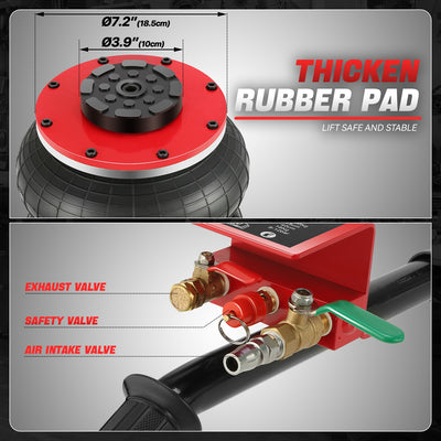 7700lbs 5.9 in. -15.7 in. Long Handle Air Bag Jack<br>w/5 Built Steel Tubes