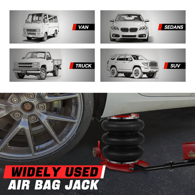 7700lbs 5.9 in. -15.7 in. Long Handle Air Bag Jack<br>w/5 Built Steel Tubes