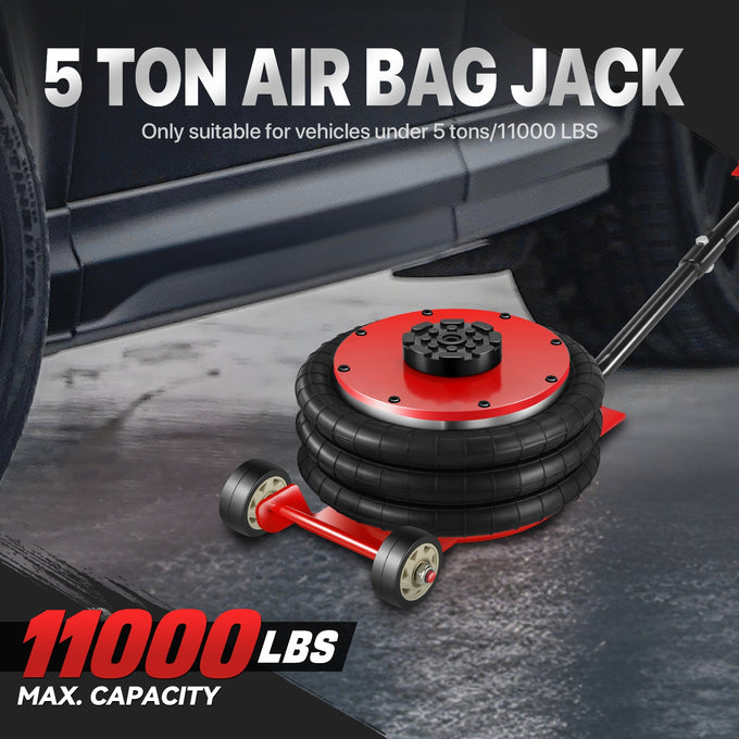 11000lbs 6.4 in. -15.7 in. Long Handle Air Bag Jack<br>w/5 Built Steel Tubes
