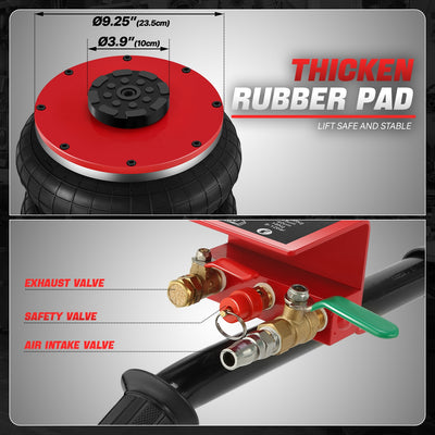 11000lbs 6.4 in. -15.7 in. Long Handle Air Bag Jack<br>w/5 Built Steel Tubes