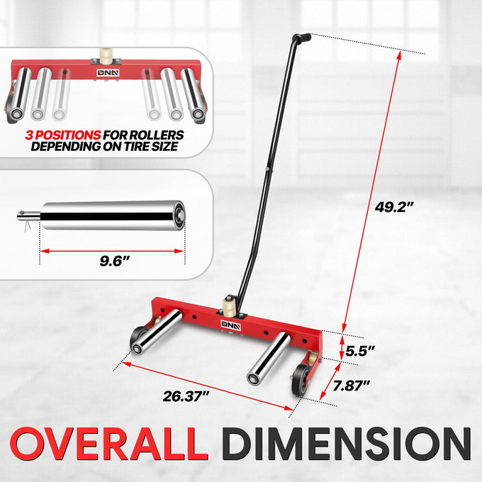 330lbs 6.5-24.5 in. Tire Wheel Dolly<br>3 Gear Adjustable Rollers For 6.5-24.5 in. Tires