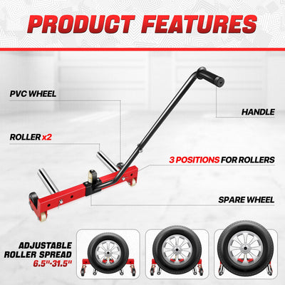 330lbs 6.5-24.5 in. Tire Wheel Dolly<br>3 Gear Adjustable Rollers For 6.5-24.5 in. Tires
