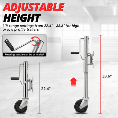 22.4-33.6 in. 1200lbs Dual Wheel Trailer Jack<br>Fits 1.96 to 4.52 in. Trailer Tongues