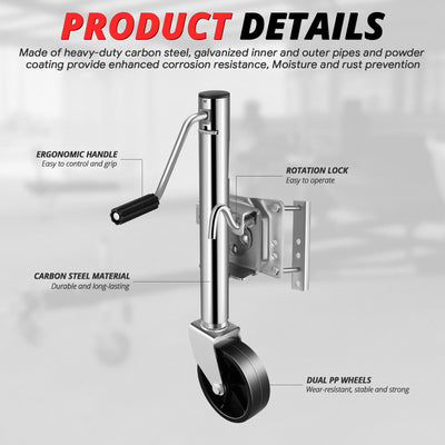 22.4-33.6 in. 1200lbs Dual Wheel Trailer Jack<br>Fits 1.96 to 4.52 in. Trailer Tongues