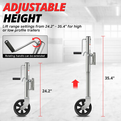 24.2-35.4 in. 1500lbs Dual Wheel Trailer Jack<br>Fits 1.96 to 4.52 in. Trailer Tongues