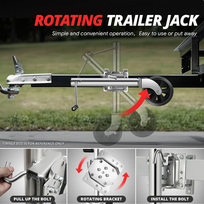 26-37 in. 2000lbs Dual Wheel Trailer Jack<br>Fits 1.96 to 4.52 in. Trailer Tongues