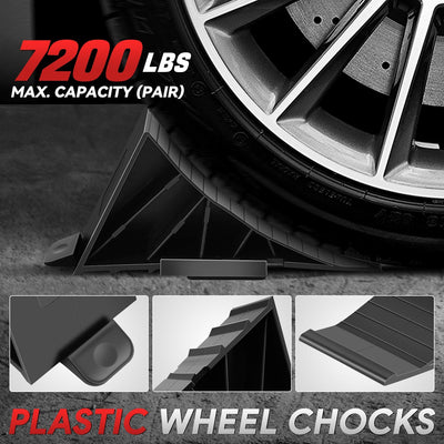 2pcs Plastic Dual Wheel Stopper Chocks <br> 8.2 in L x 3.54 in W x 4.26 in. H
