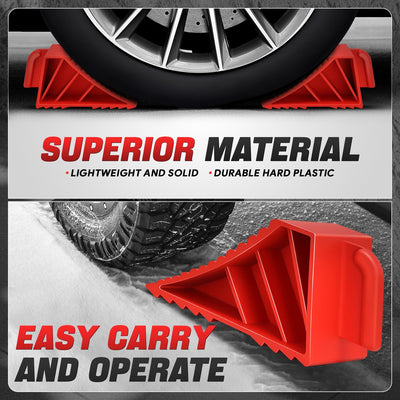 2pcs Plastic Dual Wheel Stopper Chocks <br> 8.2 in L x 3.4 in W x 3.9 in. H