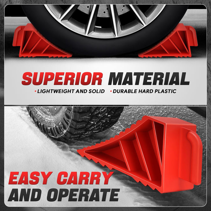 2pcs Plastic Dual Wheel Stopper Chocks <br> 8.2 in L x 3.4 in W x 3.9 in. H