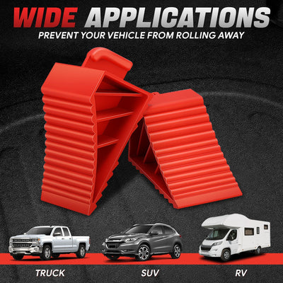 2pcs Plastic Dual Wheel Stopper Chocks <br> 8.2 in L x 3.4 in W x 3.9 in. H