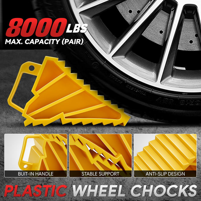 2pcs Plastic Dual Wheel Stopper Chocks <br> 5.72 in. L x 3.01 in. W x 3.83 in. H